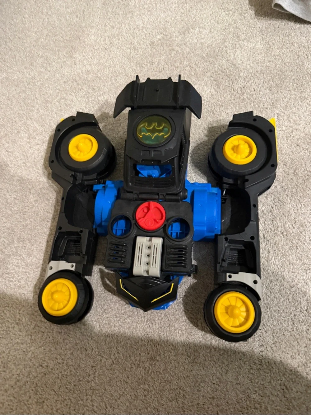 Kids Batbot Transforming Toy Vehicle - Black & Blue with Yellow Accents